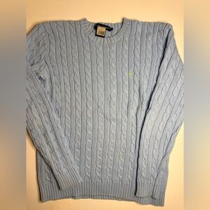 Ralph Lauren Cotton Light Blue Cable Knit Sweater